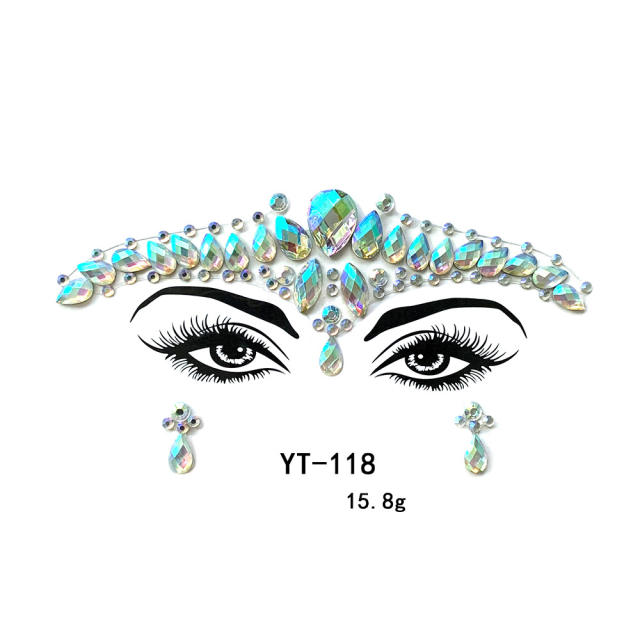 Carnival personality colorful acrylic rhinestone face stickers