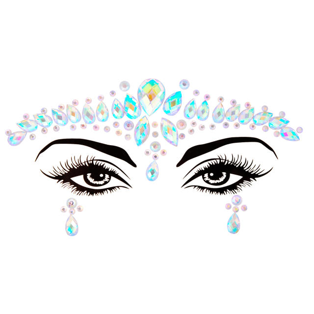 Hot sale colorful resin rhinestone Carnival  women face stickers decoration