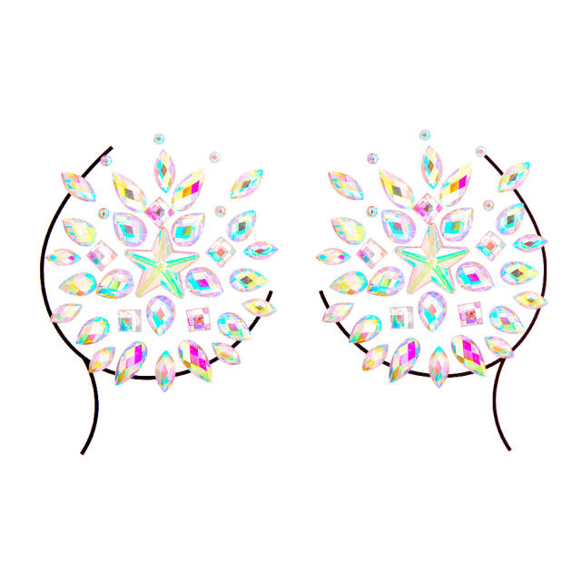 Delicate colorful acrylic rhinestone bust body stickers Carnival