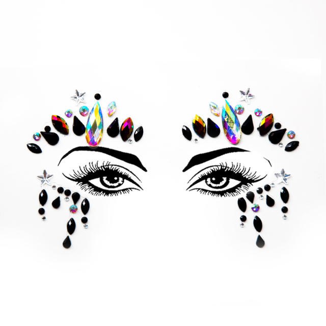 DIY hot sale colorful resin rhinestone Carnival face stickers decoration