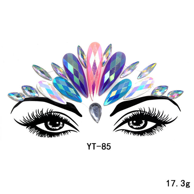 Carnival personality colorful acrylic rhinestone face stickers