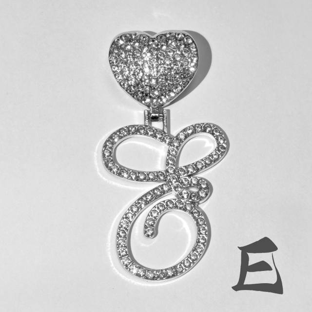 Chunky hiphop heart initial letter charm cuban link chain pendant