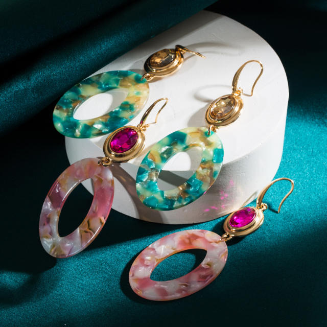 Hot sale summer geometric acrylic oval shape dangle earrings