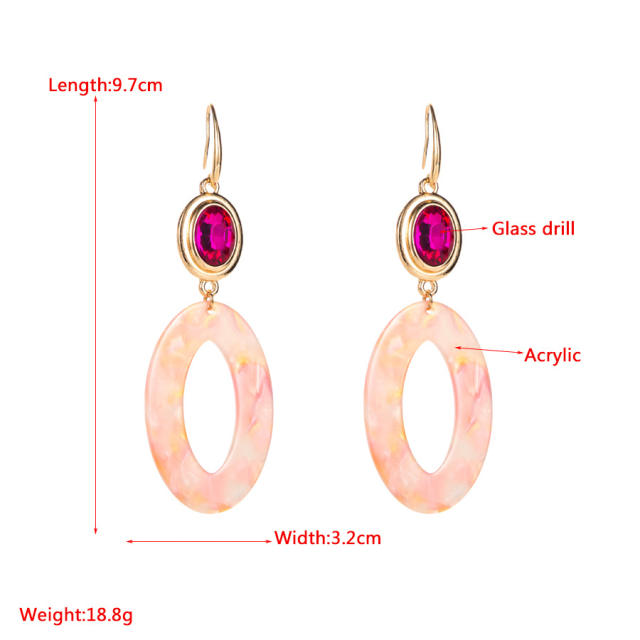 Hot sale summer geometric acrylic oval shape dangle earrings