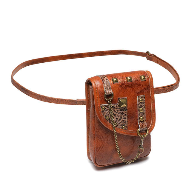 Vintage Genuine Leather women waist bag