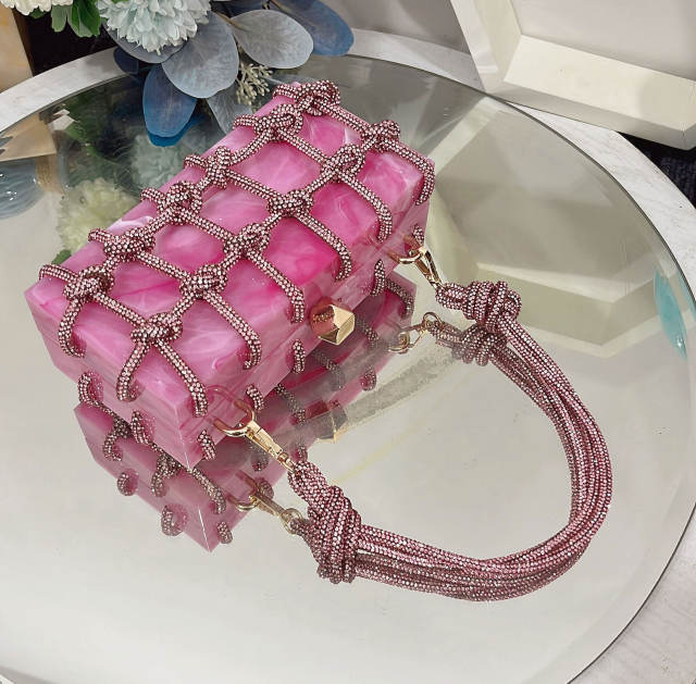 Hot sale shiny chain box bag women evening bag