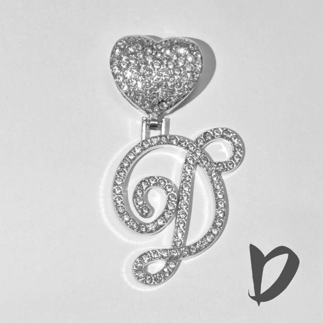 Chunky hiphop heart initial letter charm cuban link chain pendant