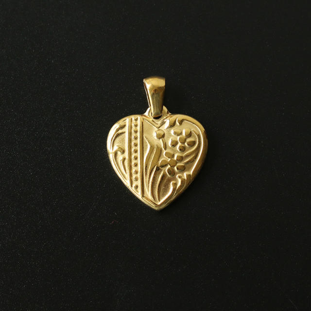 18KG vintage coin heart shape stainless steel pendant for diy necklace