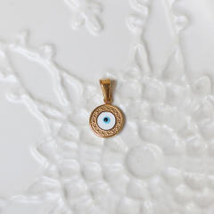 Rose flower evil eye unicorn stainless steel pendant for diy necklace