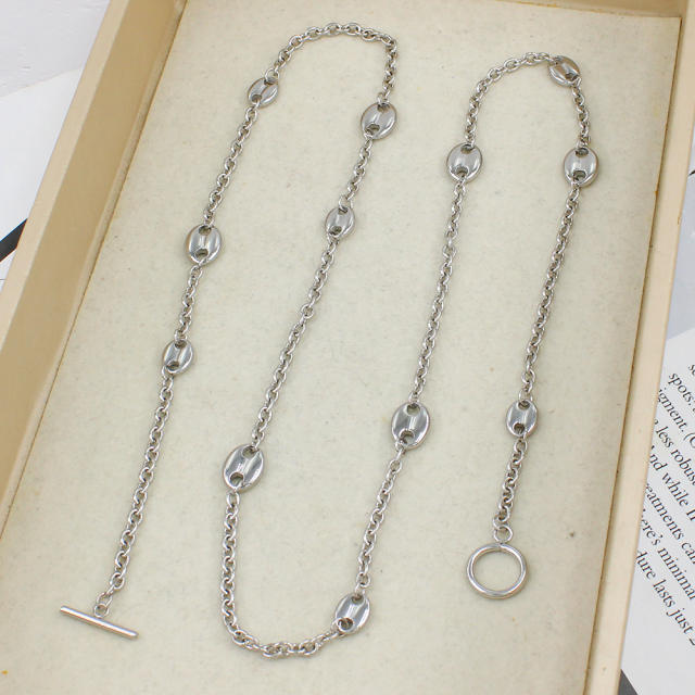 Chic stainless steel coffee bean toggle necklace