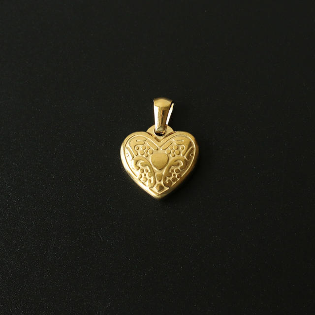 18KG vintage coin heart shape stainless steel pendant for diy necklace