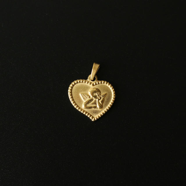 18KG vintage coin heart shape stainless steel pendant for diy necklace