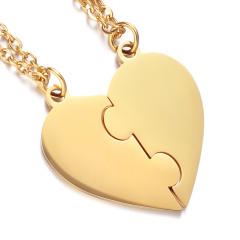 DIY matching heart engrave name stainless steel necklace gift for family couples mother