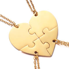 DIY matching heart engrave name stainless steel necklace gift for family couples mother