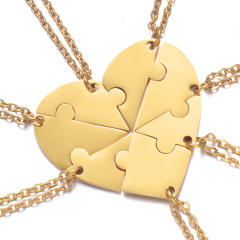DIY matching heart engrave name stainless steel necklace gift for family couples mother