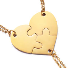 DIY matching heart engrave name stainless steel necklace gift for family couples mother