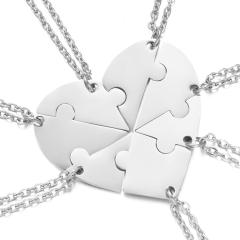 DIY matching heart engrave name stainless steel necklace gift for family couples mother