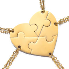 DIY matching heart engrave name stainless steel necklace gift for family couples mother
