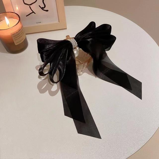 Large size organza layer bow hair claw clips for women