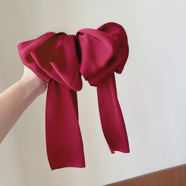 Elegant large size bow tassel hair claw clips for women