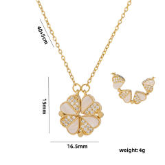 Delicate diamond clover Magnetic attraction pendant stainless steel chain necklace