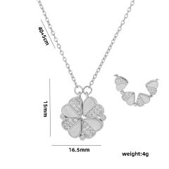 Delicate diamond clover Magnetic attraction pendant stainless steel chain necklace