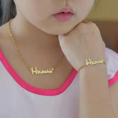 DIY custom name stainless steel necklace bracelet rings for kids