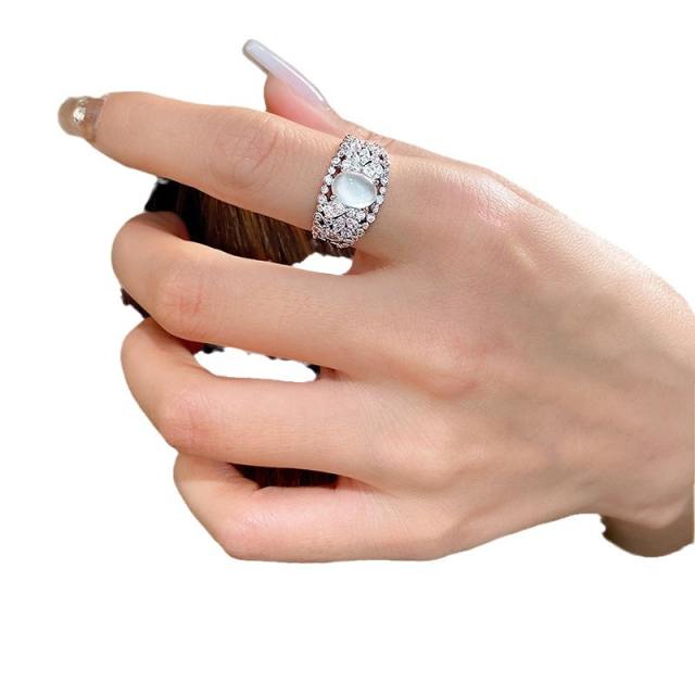 Elegant opal stone diamond finger rings