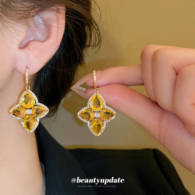 Delicate colorful cubic zircon diamond huggie earrings for women