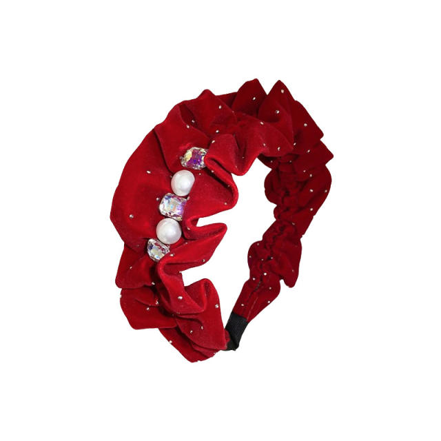 Winter black red velvet scrunchies headband