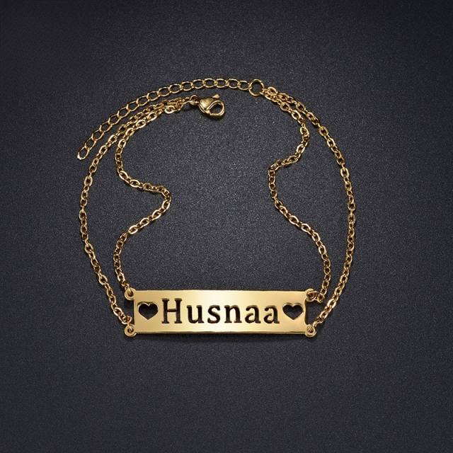 Hot sale hollow out name card stainless steel bracelet