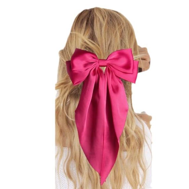 INS large size satin bow french barrette hair clips