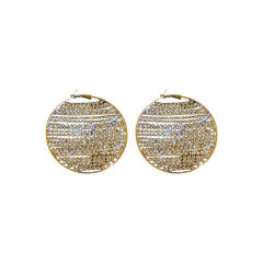 925 needle luxury pave setting rhinestone shiny round shape hoop earrings