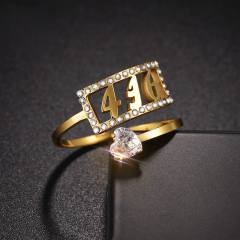 Hot sale diamond custom name number stainless steel rings
