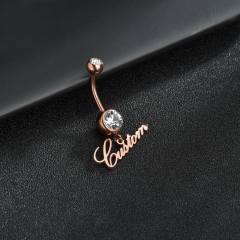 DIY custom name birthstone pendant stainless steel Belly Ring Piercing jewelry