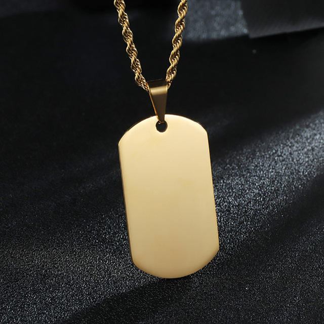 Hot sale engrave letter picture dog tag pendant stainless steel necklace