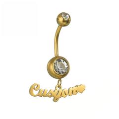 DIY custom name birthstone pendant stainless steel Belly Ring Piercing jewelry