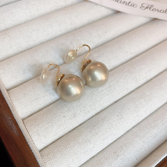 Concise pearl bead clip on earrings ear cuff