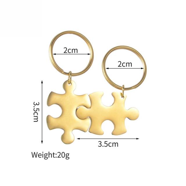 Hot sale Puzzle design stainless steel couples best friends engrave letter necklace