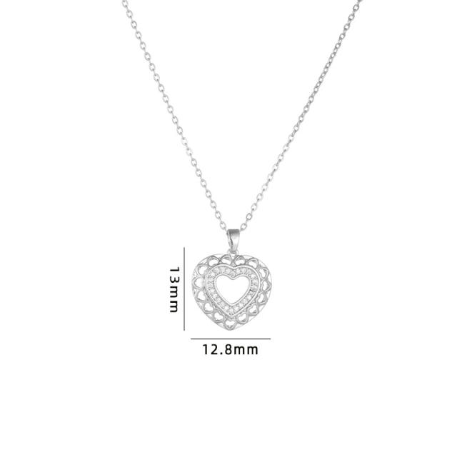 New design gold color heart pendant stainless steel chain necklace