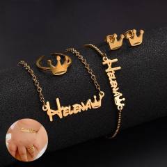 DIY custom name stainless steel necklace bracelet rings for kids
