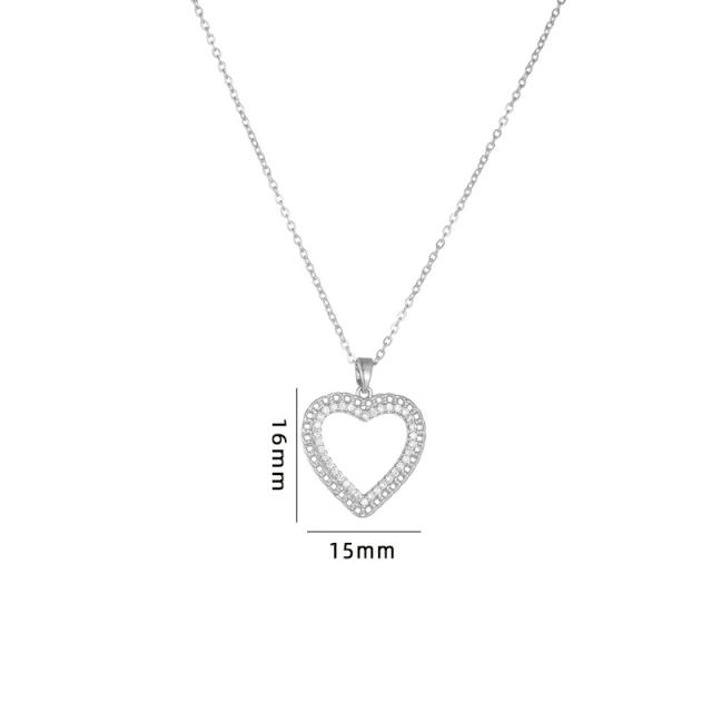 New design gold color heart pendant stainless steel chain necklace