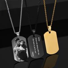 Hot sale engrave letter picture dog tag pendant stainless steel necklace