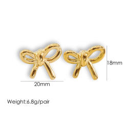 Hot sale sweet hollow out bow stainless steel studs earrings