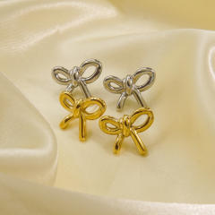 Hot sale sweet hollow out bow stainless steel studs earrings