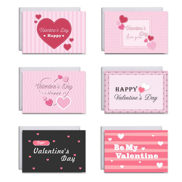 6pcs set Valentine's Day greeting cards with envelop stickers