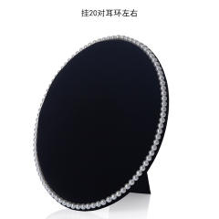 Oval shape pink black gray velvet pearl bead earrings display stand