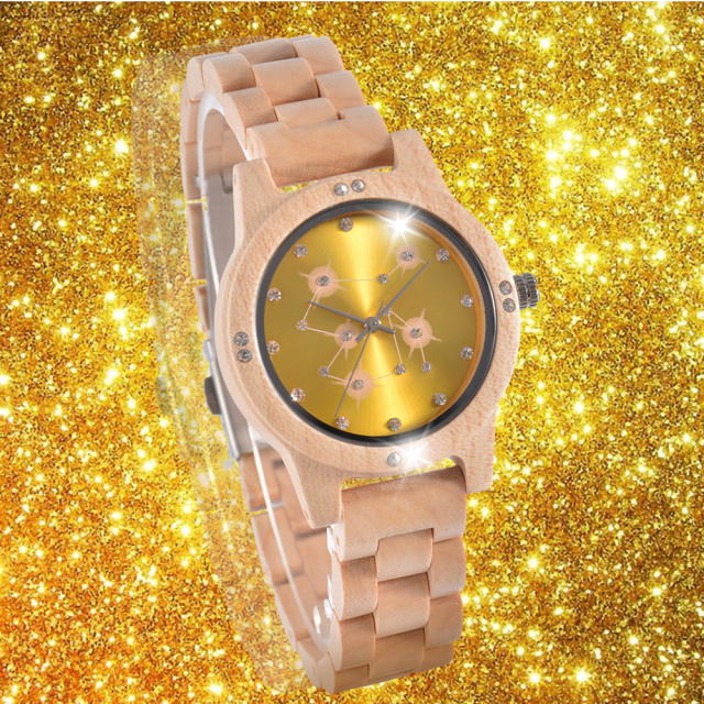 Delicate shiny starry sky wooden watches for women