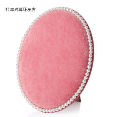 Oval shape pink black gray velvet pearl bead earrings display stand