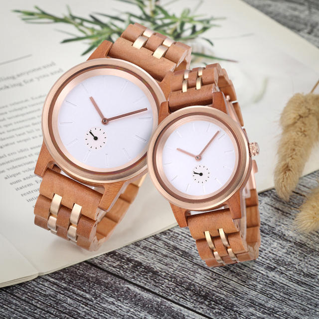 Concise design white color wooden watches for couples
